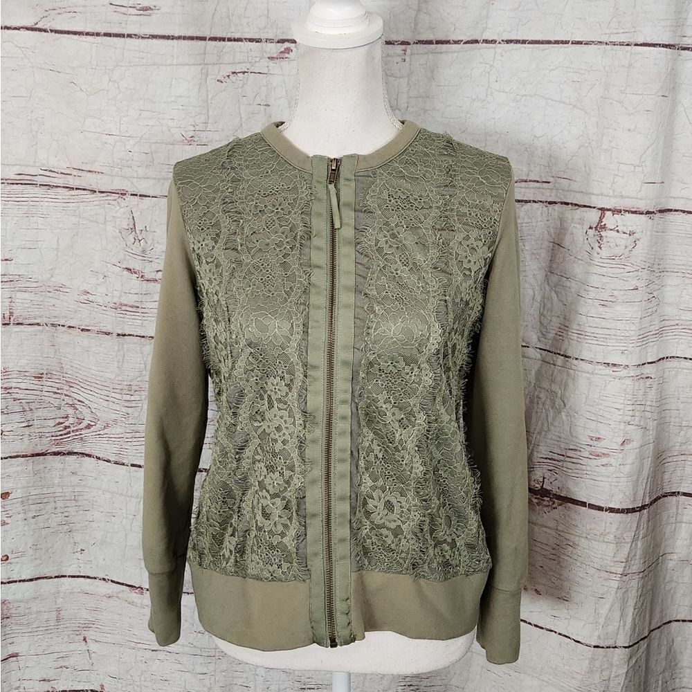 Evy's Tree The Olivia Lace Front‎ Cardigan Size Medium